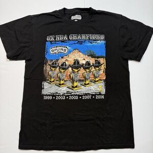 San Antonio Spurs Shirt Mens Medium Black NBA Basketball 5X Champions Exclusive